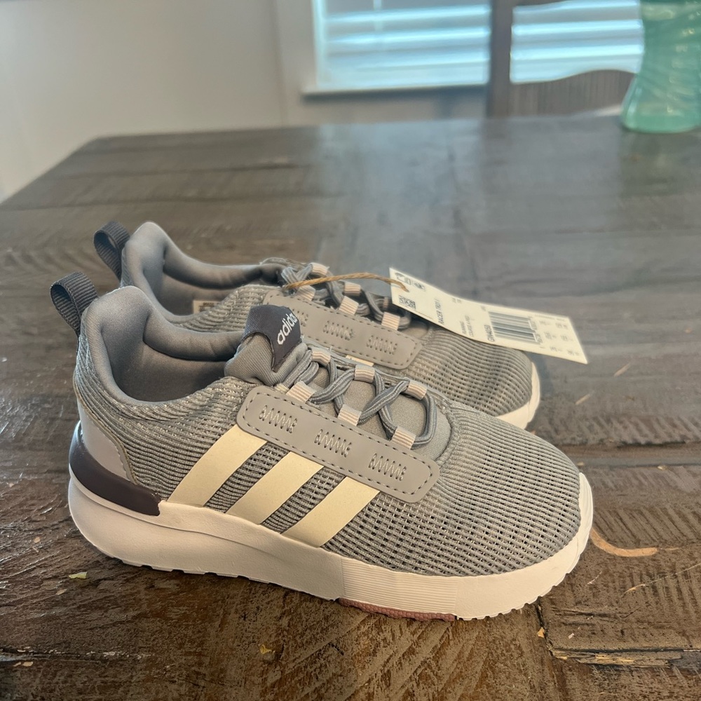 Toddler Adidas Shoes, size 8.5, grey and white